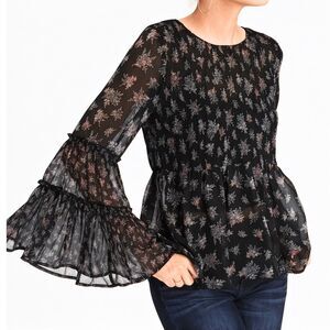 American Eagle Womens Blouse XS Floral Bohemian Bell Sleeve Fairycore Festival